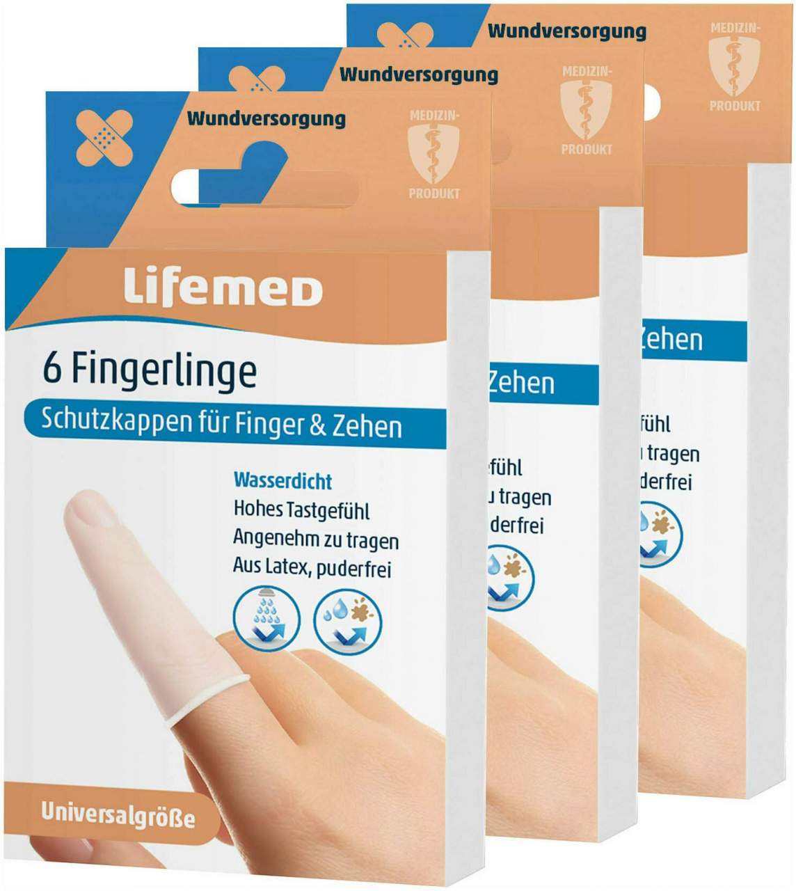 LIFEMED Fingerlinge Universalgröße, 3er-Set
