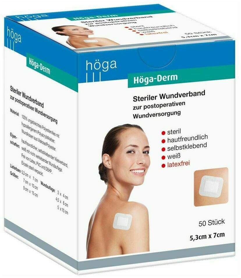 Höga Derm 50 Pflaster 53 mm X 70 mm Steril
