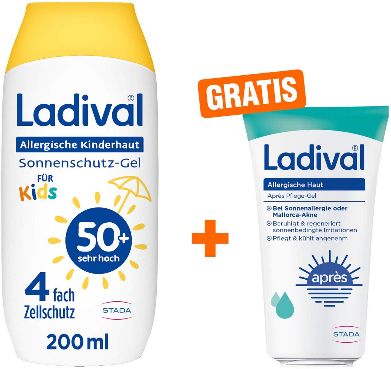 Ladival allergische Kinderhaut Gel LSF 50+ 200 ml + gratis allergische Haut Apres Pflege Gel 50 ml