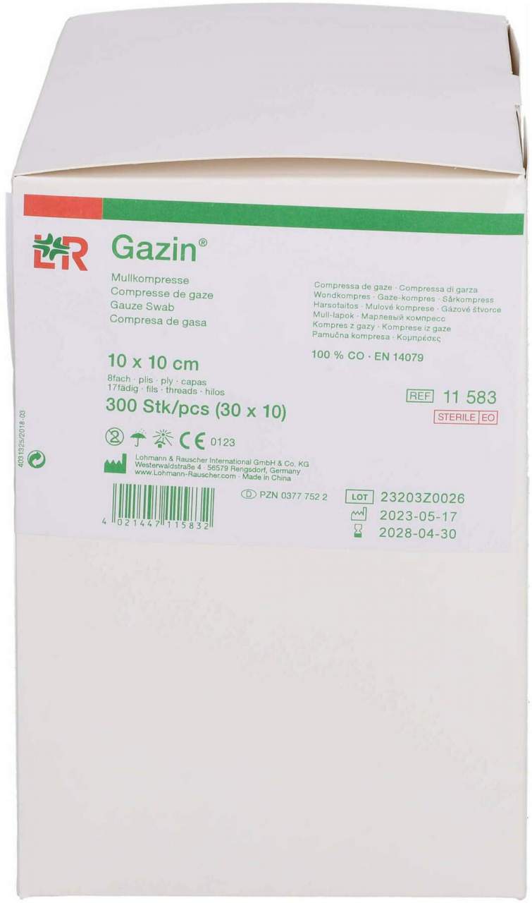 Gazin Mullkomp.10x10 cm Steril 8fach