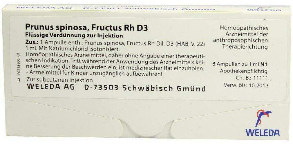 Weleda Prunus Spinosa Fructus Rh D3 8 X 1 ml Ampullen