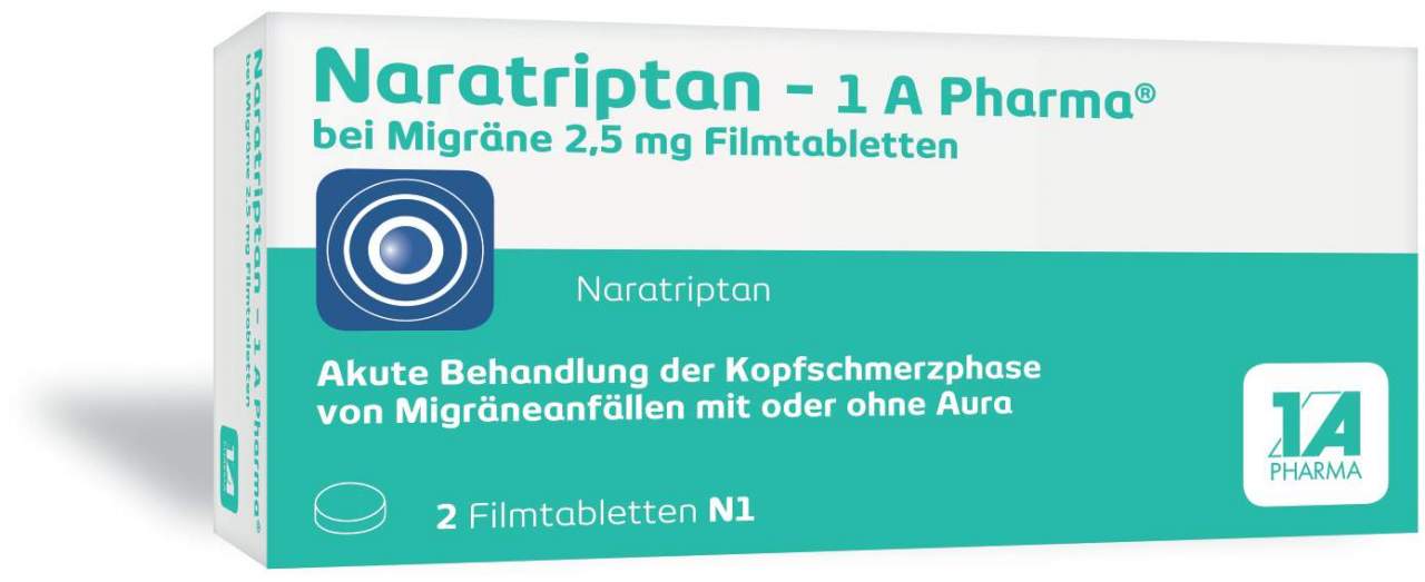 Naratriptan 1a Pharma bei Migräne 2,5 mg 2 Filmtabletten