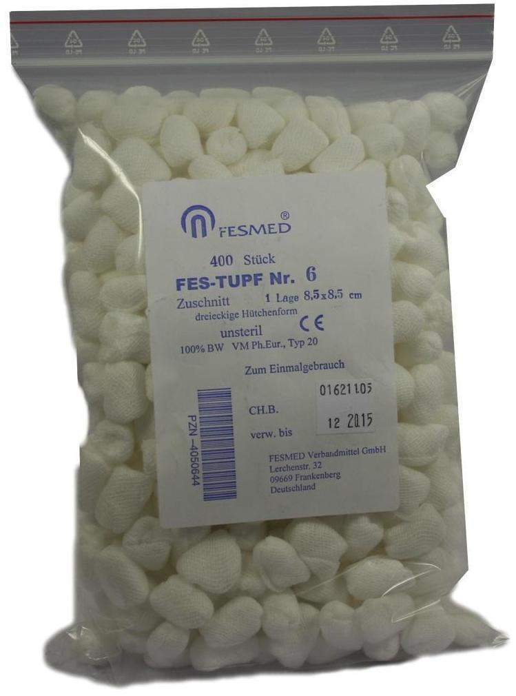 Mulltupfer Fes Tupf Nr.6 Unsteril 1lage 8,5x8,5cm 400 Tupfer