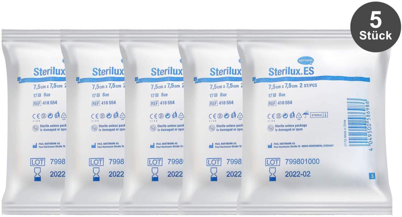 Sterilux ES Kompressen 7,5 x 7,5 cm steril 5 x 2 Stück 8-lagig