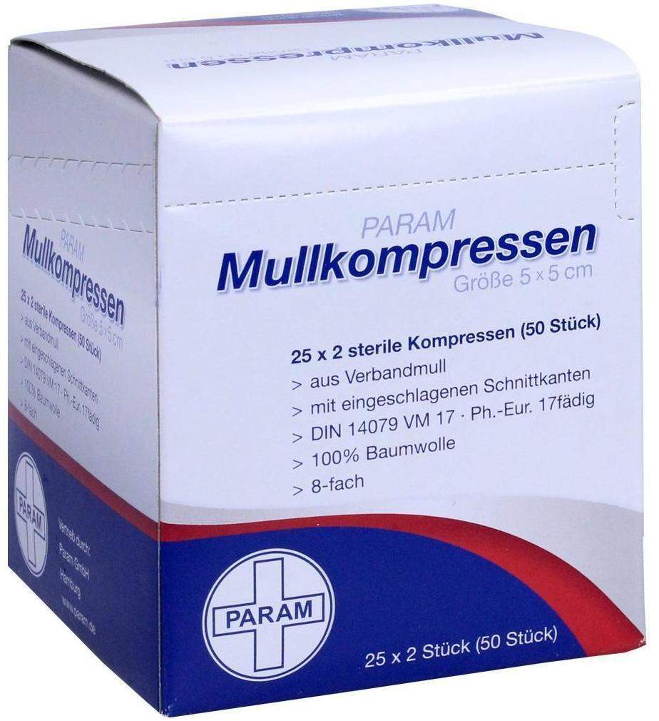Mullkompressen 5x5cm 8-Fach Steril 25x2 Kompressen