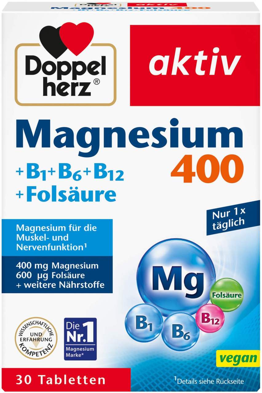 Doppelherz Aktiv Magnesium 400 mg + B1 + B6 + B12 + Folsäure 30...