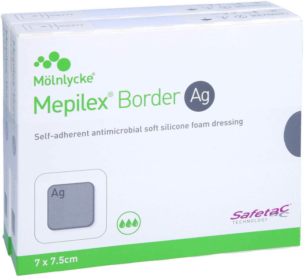 Mepilex Border AG Schaumverband 7 X 7,5 cm Steril 10 Stück