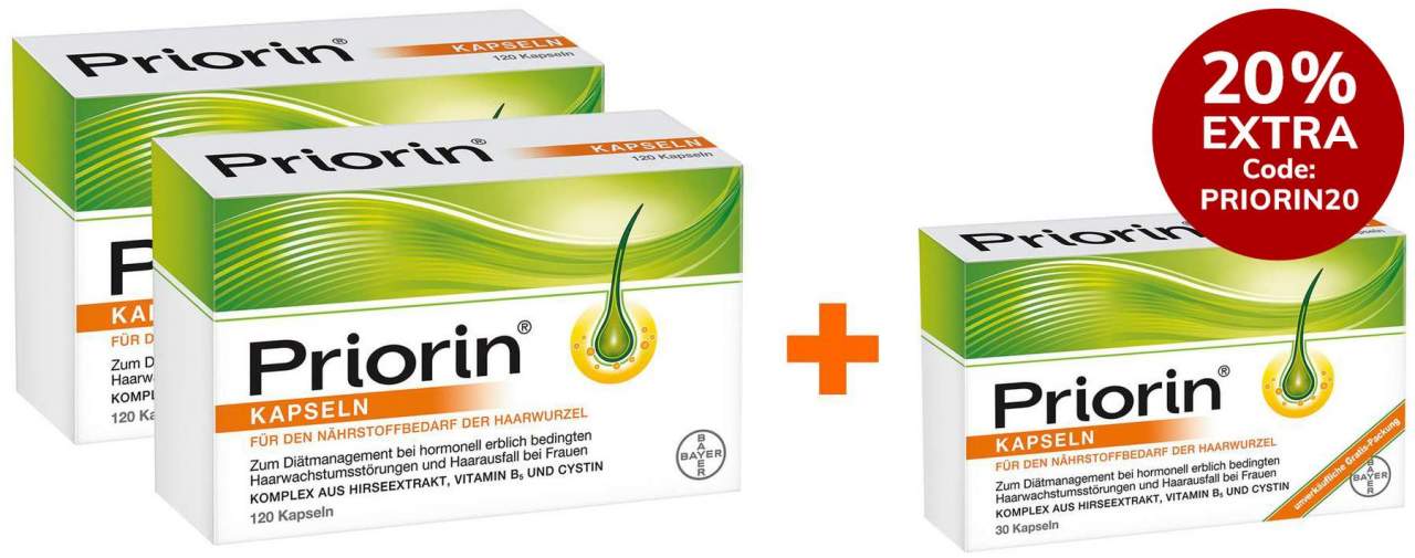 Priorin Vorteilsset 2 x 120 Kapseln + gratis 30 Kapseln