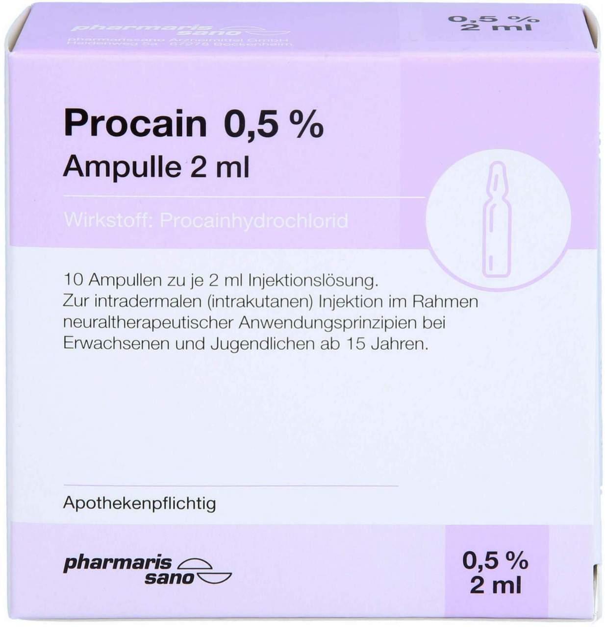 Procain Pharmarissano 0,5% Injektions-Lsg.Ampullen 2 ml 10 Stück