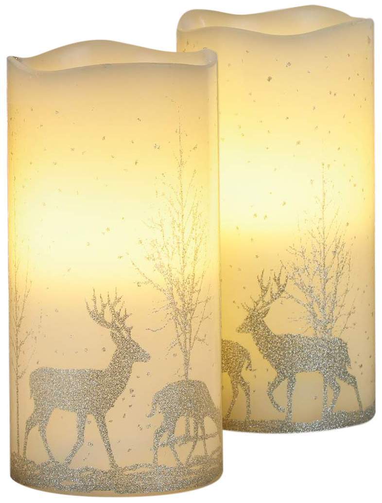 LED-Wachskerze mit Aufdruck 2er-Set