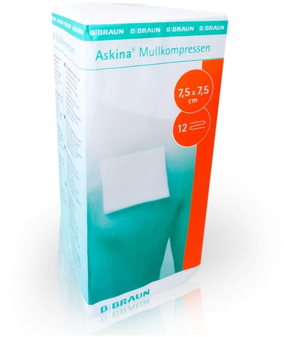 Askina Mullkompressen 7,5x7,5cm 12fach Unsteril