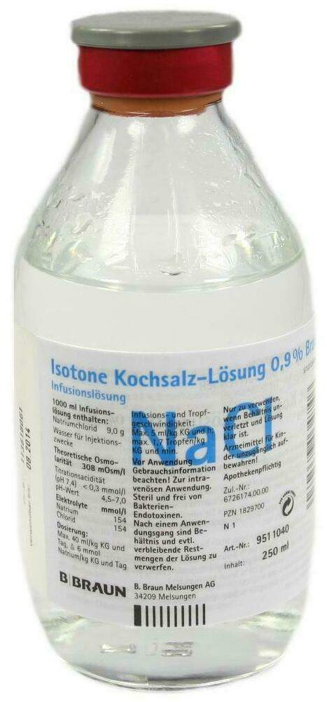 Kochsalzlösung 0,9% Glasflasche 250 ml