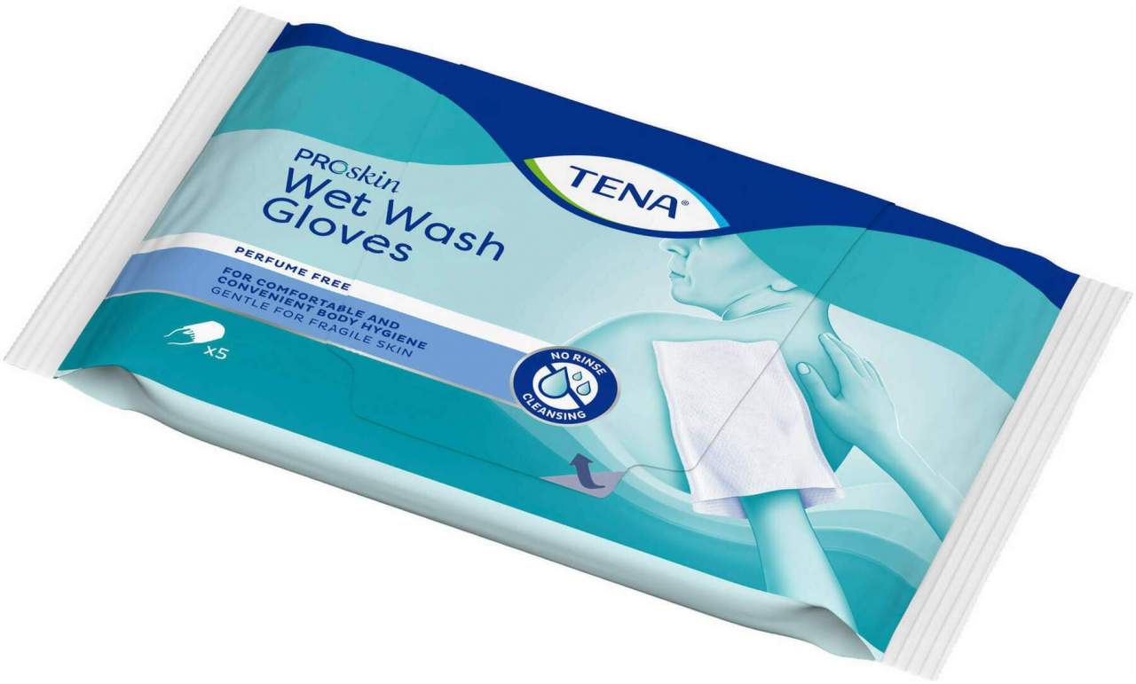 Tena Wet Wash Glove Parfümfrei 15x23 cm Blau
