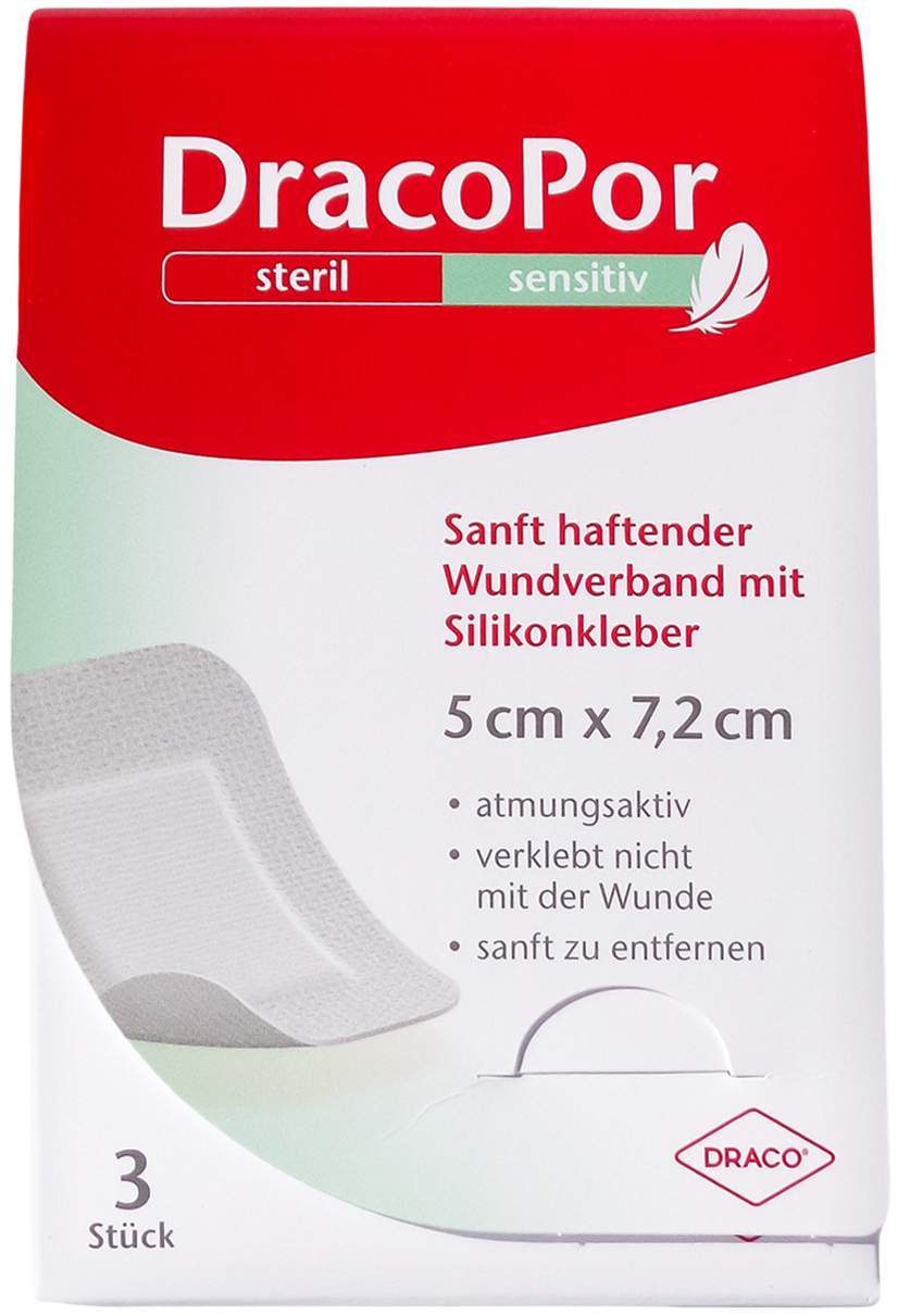 Dracopor Sensitiv 5x7,2 cm Steril M.Silikonkleber