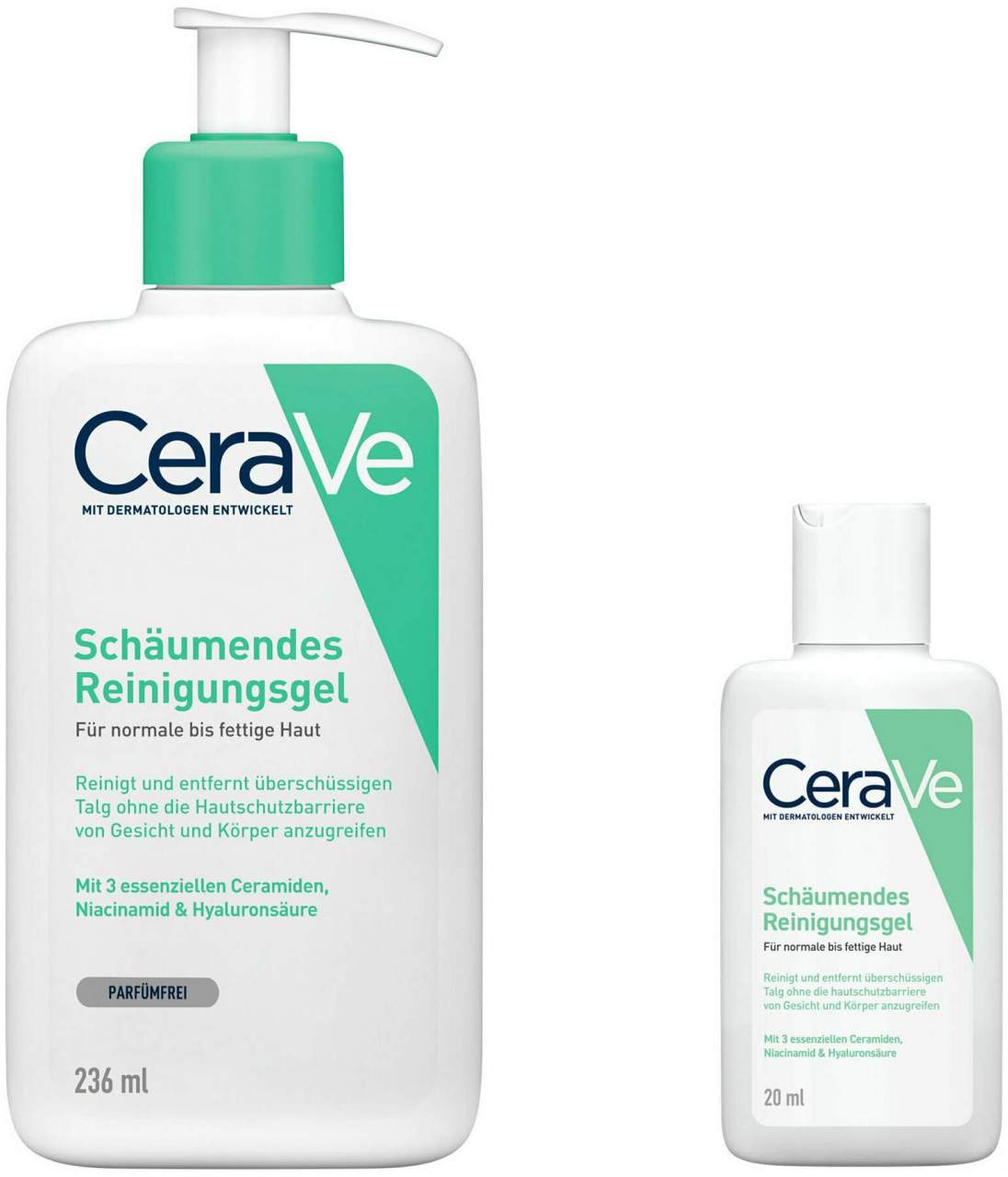 CeraVe Schäumendes Reinigungsgel 236 ml + gratis Schäumendes Reinigungsgel 20 ml - Reinigungsschaum für Gesicht und Körper