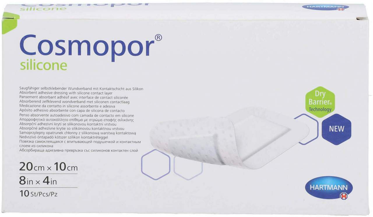Cosmopor Silicone Wundverband 20 X 10 cm 10 Stk.