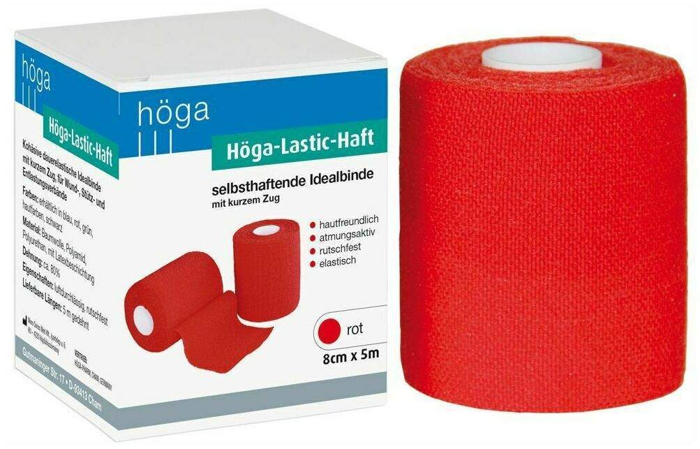 Höga Lastic Haft Binde 8cmx5m Rot