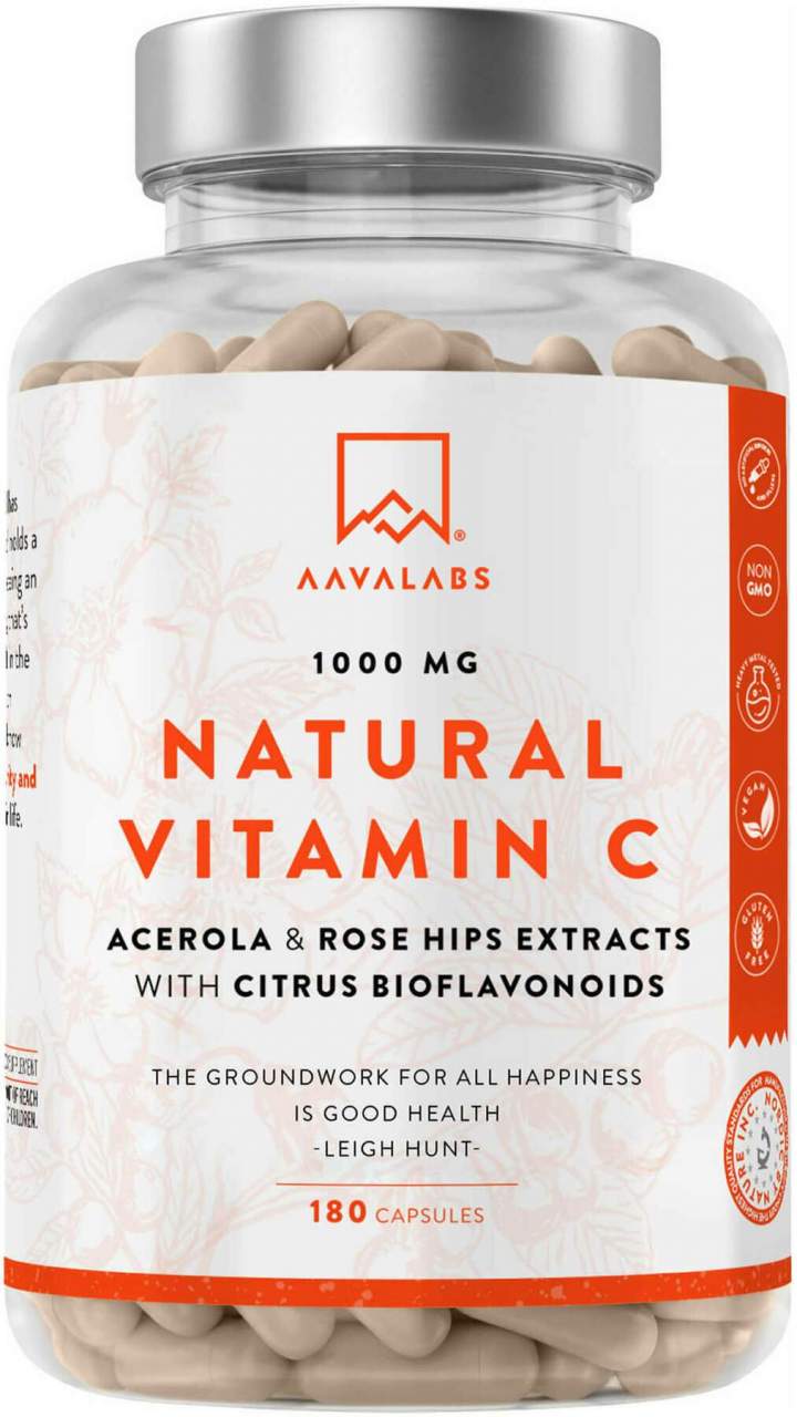 Aavalabs Vitamin C Acerola Camu-Camu Hagebutte 180 Kapseln
