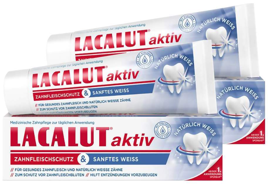 Lacalut Aktiv Zahnfleischschutz & Sanftes Weiss 2 x 75 ml Zahnpasta