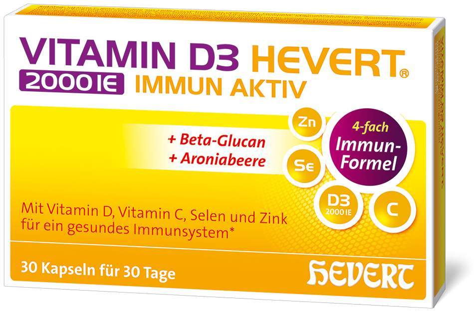 Vitamin D3 Hevert 2000 IE Immun Aktiv 30 Kapseln