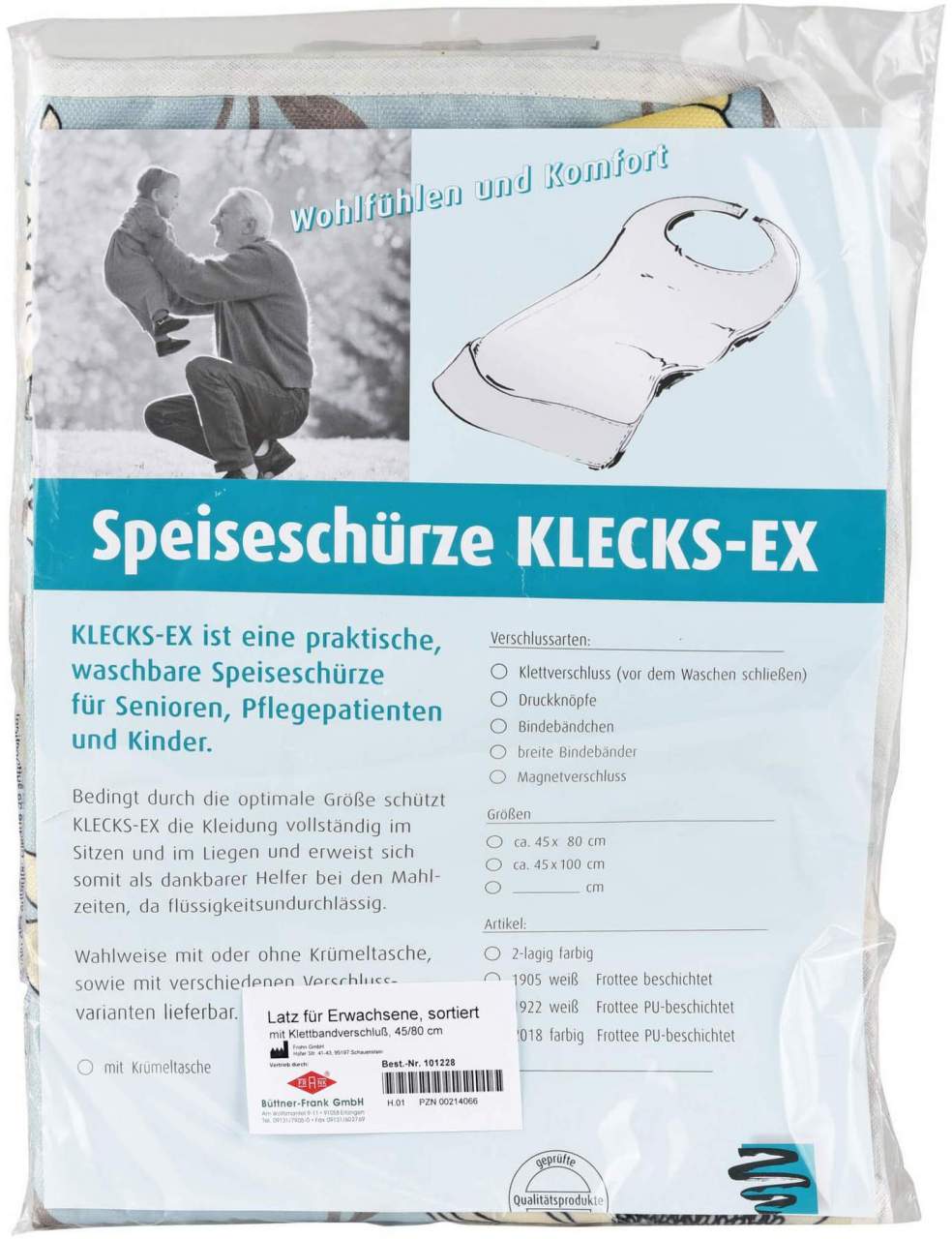 Lätzchen Erwachsene Klett 45x80 Sortiert