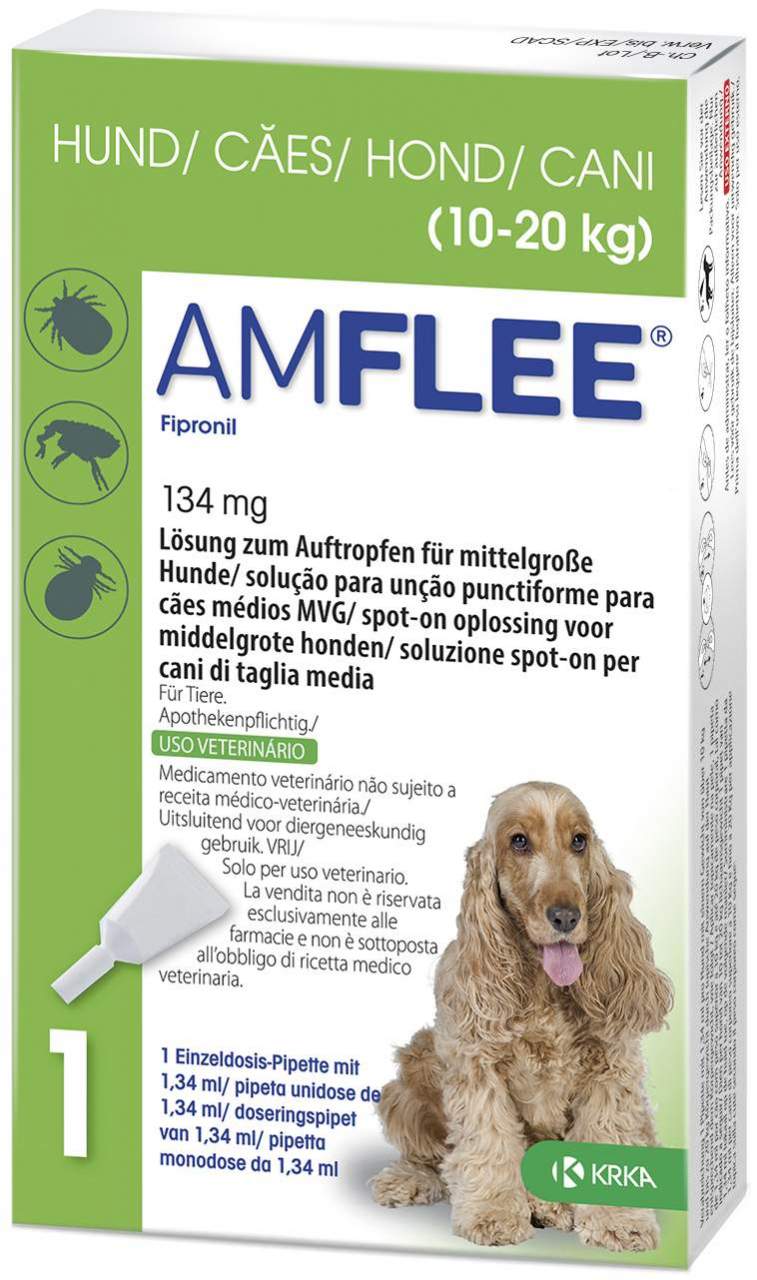 Amflee 134 mg Spot-On Lösung Für Mittelgroße Hunde 10 - 20 KG 3...
