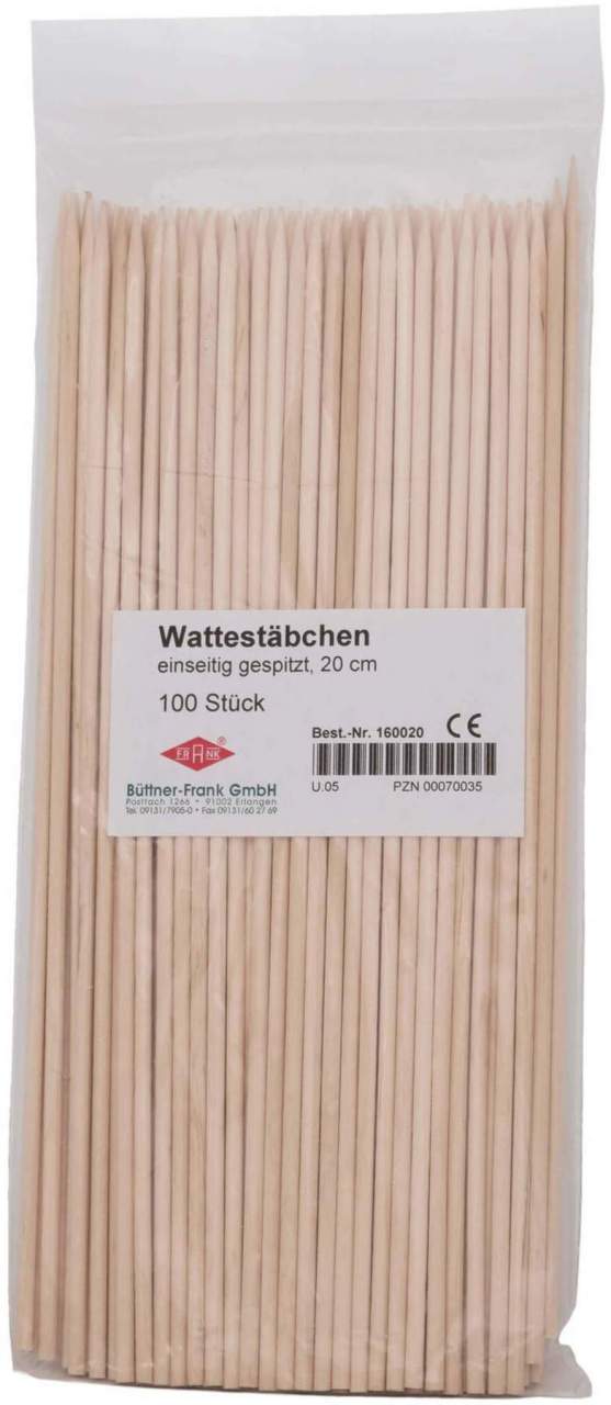 Watteträger Einseitig Spitz 20 cm 100 Stück