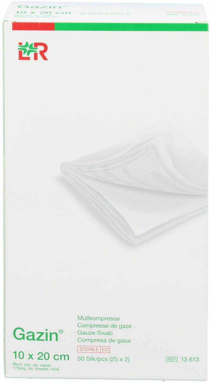 Gazin Mullkompressen 10 X 20 cm Steril 8fach 25 X 2 Stück