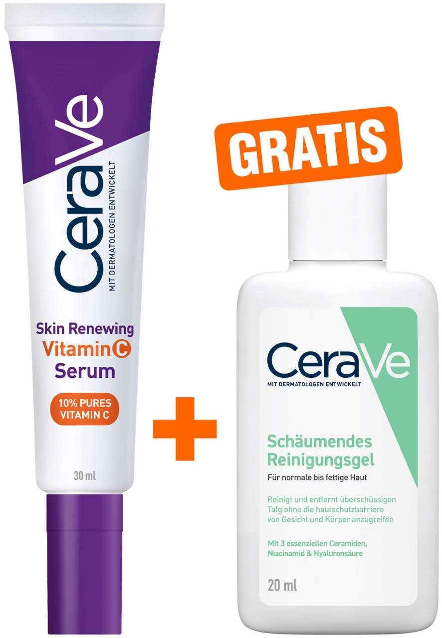 Cerave Skin Renewing Vitamin C 30 ml Serum + gratis CeraVe schäumendes Reinigungsgel 20 ml - Anti Aging