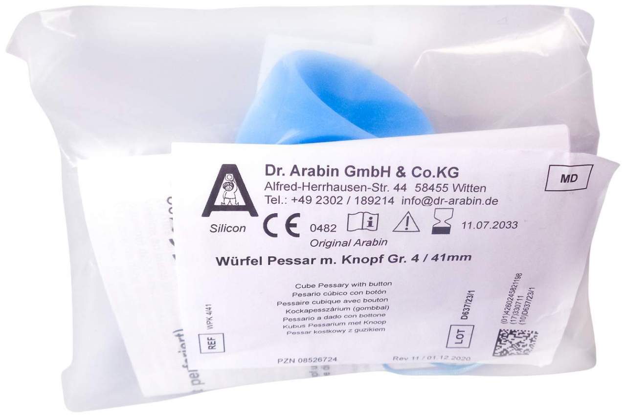 Arabin Würfel Pessar M.Innenknopf Gr.4 1 Stück