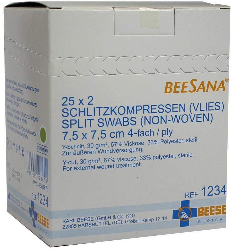 Schlitzkompressen Vlies 7,5x7,5cm 4fach St.1234