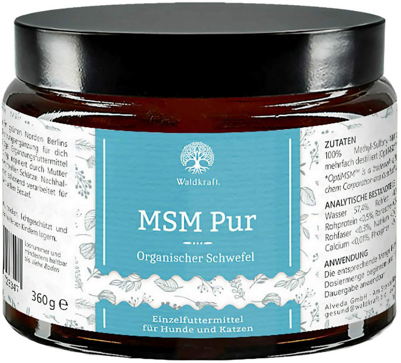 Msm Pur OptiMSM reiner 360 g Pulver Schwefel für Hunde & Katzen