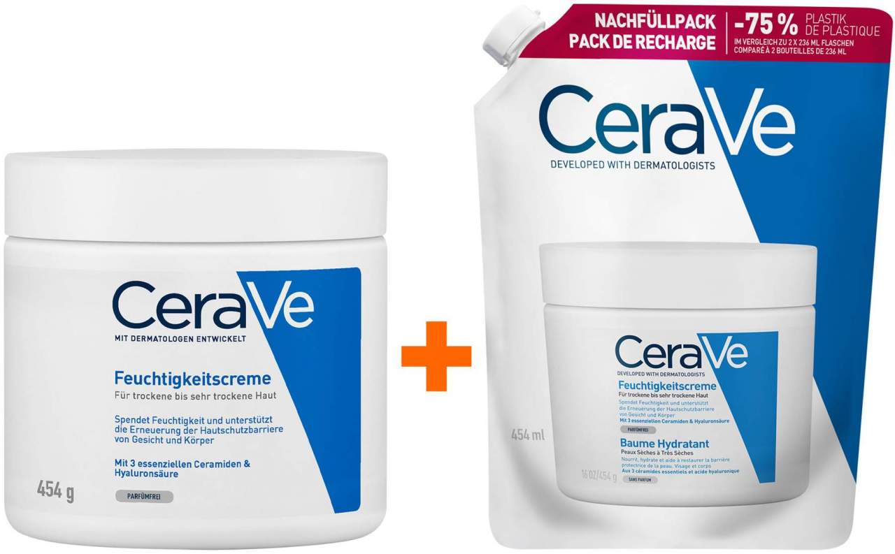 CeraVe Feuchtigkeitscreme 454 g + CeraVe Feuchtigkeitscreme 473 ml Refill