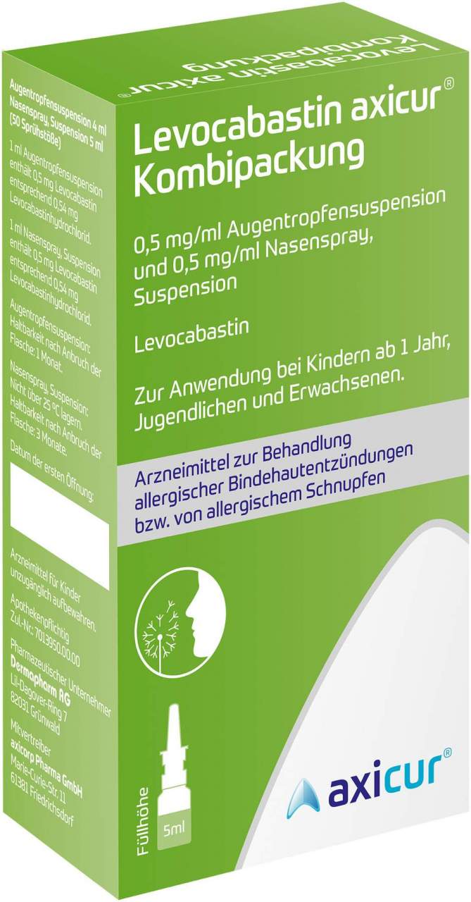 Levocabastin axicur Kombipackung 0,5 mg je ml 1 Stück