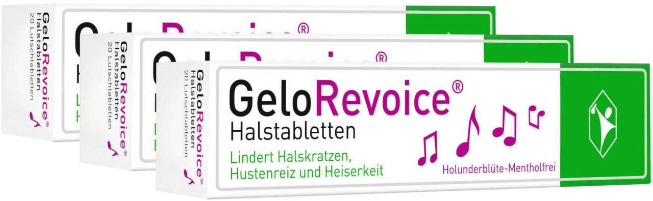 GeloRevoice Halstabletten Holunderblüte - mentholfrei 3 x 20 Lutschtabletten