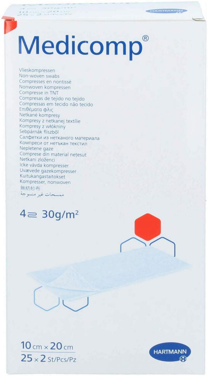 Medicomp Vlieskomp. Steril 10 X 20 cm 4lagig 25 X 2 Stück