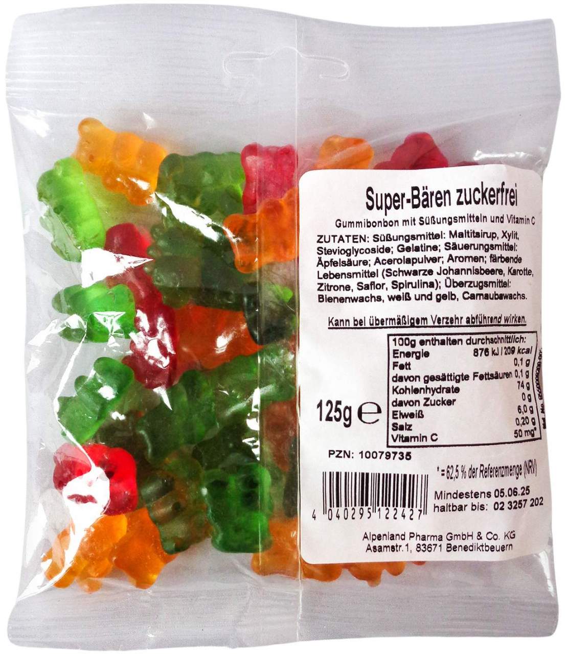 Super Bären Gummibonbon Zuckerfrei 125g
