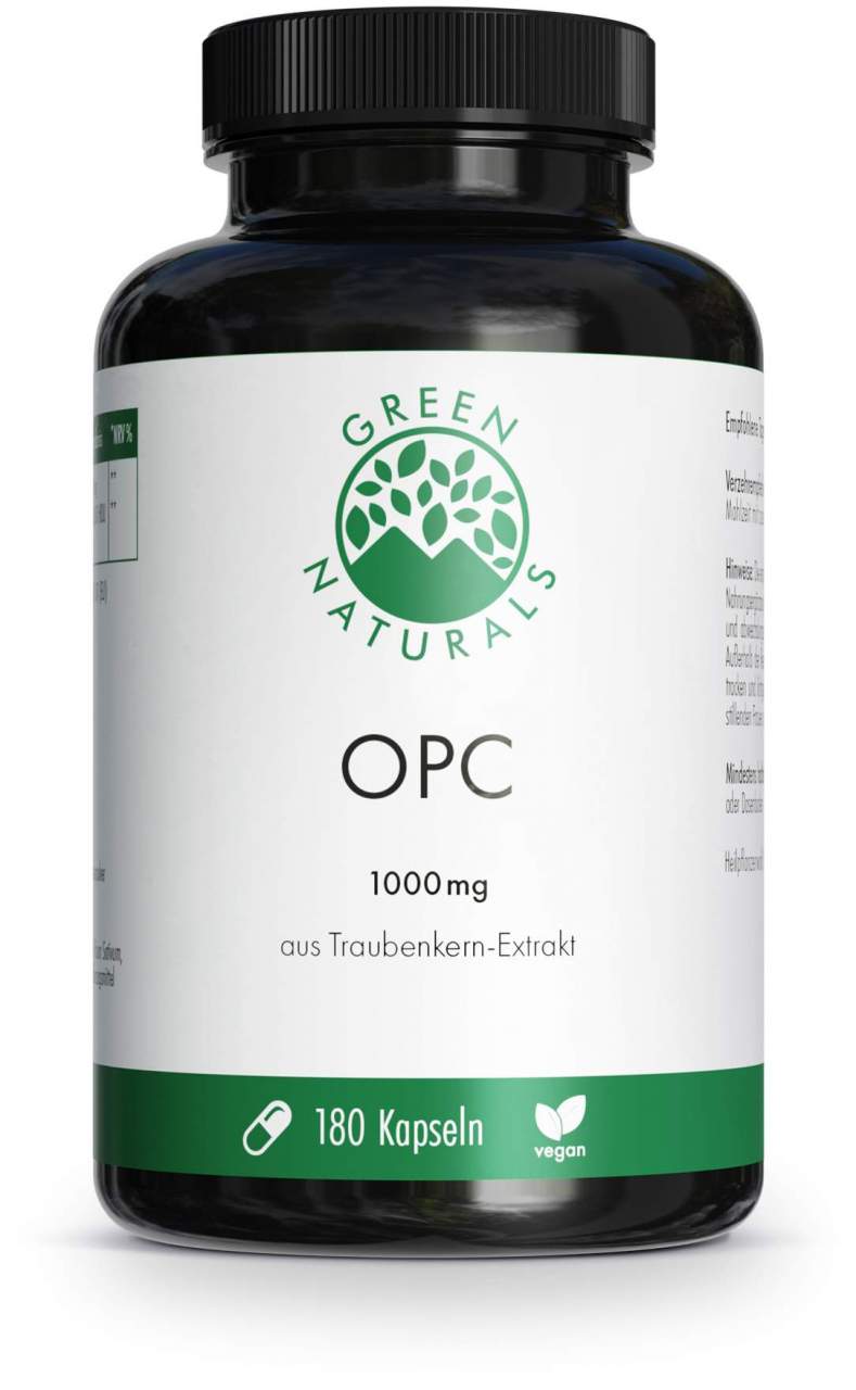 Green Naturals OPC 1000mg aus Traubenkern-Extrakt 180 Kapseln