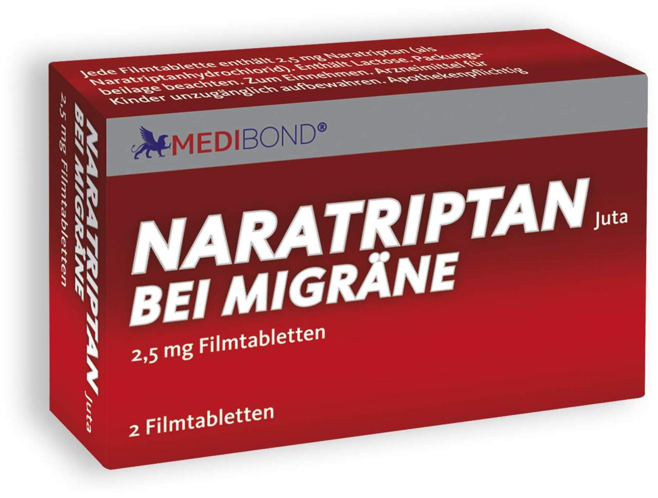 Naratriptan Medibond bei Migräne 2,5 mg 2 Filmtabletten