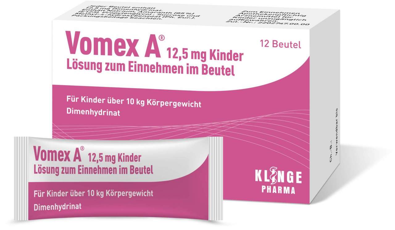 Vomex A 12.5 mg Kinder Lösung zum Einnehmen 12 Beutel