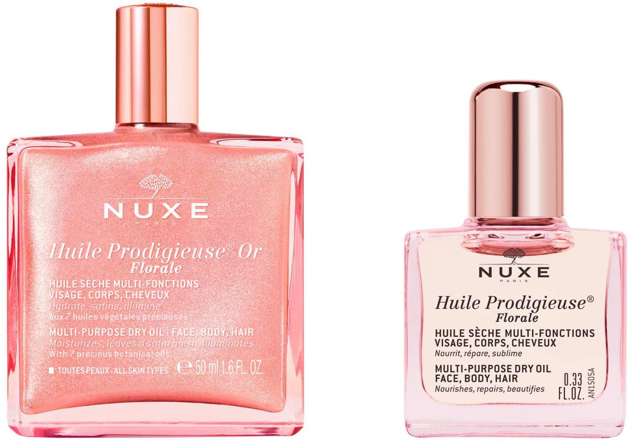 Nuxe Huile Prodigieuse Or Florale 50 ml + gratis Nuxe Huile Prodigieuse Florale 10 ml - Rosefarbener Schimmereffekt