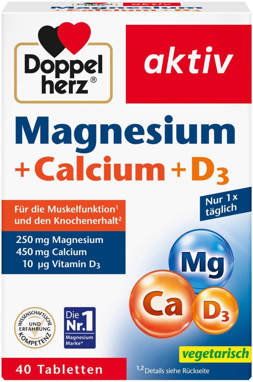 Doppelherz Aktiv Magnesium + Calcium + D3 40 Tabletten