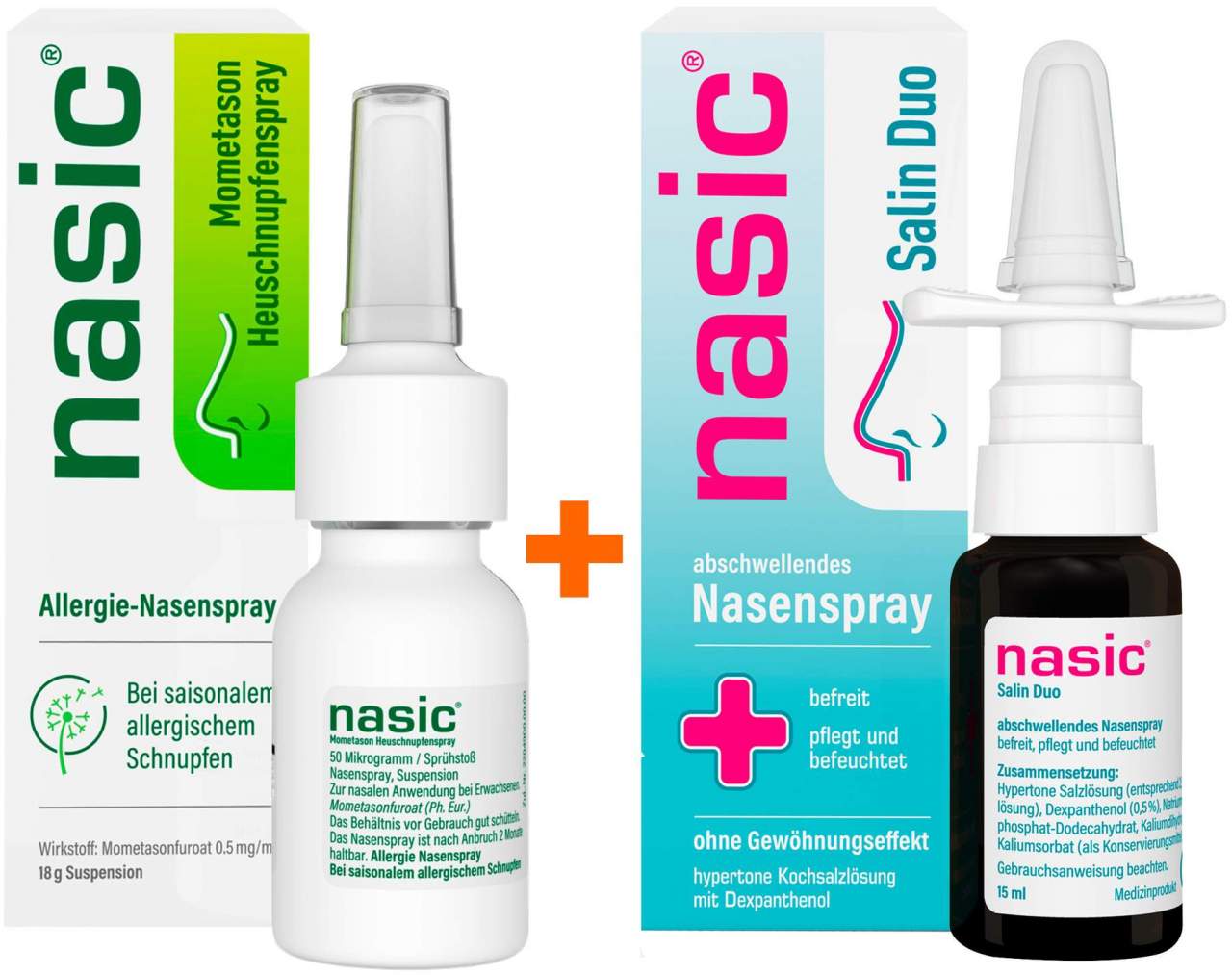 Nasic Mometason Heuschnupfenspray 18 g + Nasic Salin Duo Nasenspray 15 ml