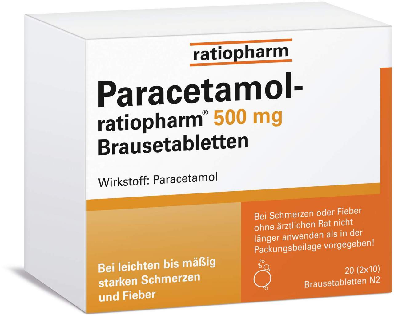 Paracetamol-ratiopharm 500 mg 20 Brausetabletten