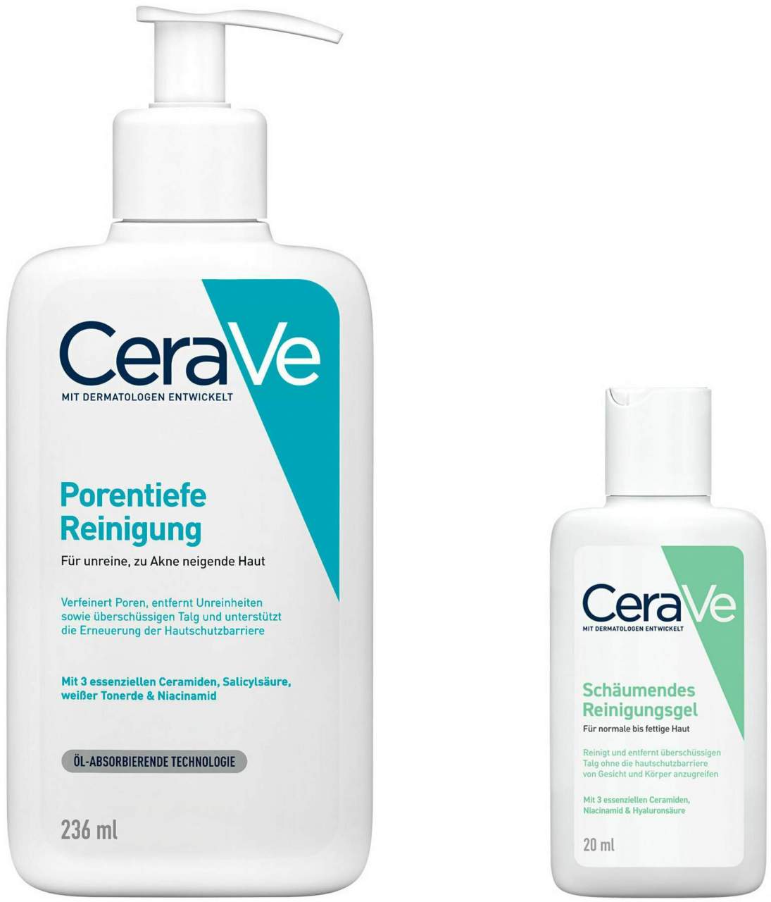 Cerave porentiefe Reinigung Gel 236 ml + gratis schäumendes Reinigungsgel 20 ml - Porentiefe Reinigung
