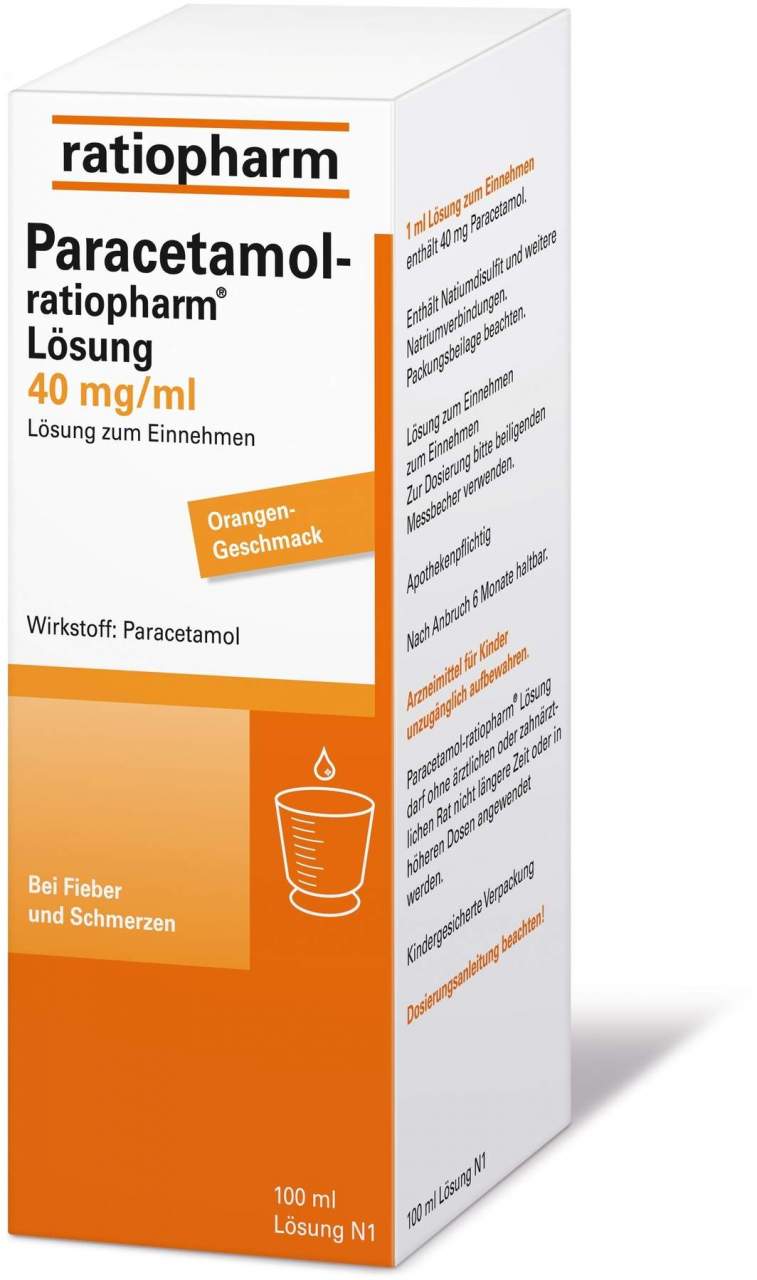 Paracetamol-ratiopharm Lösung 40 mg pro ml 100 ml Lösung