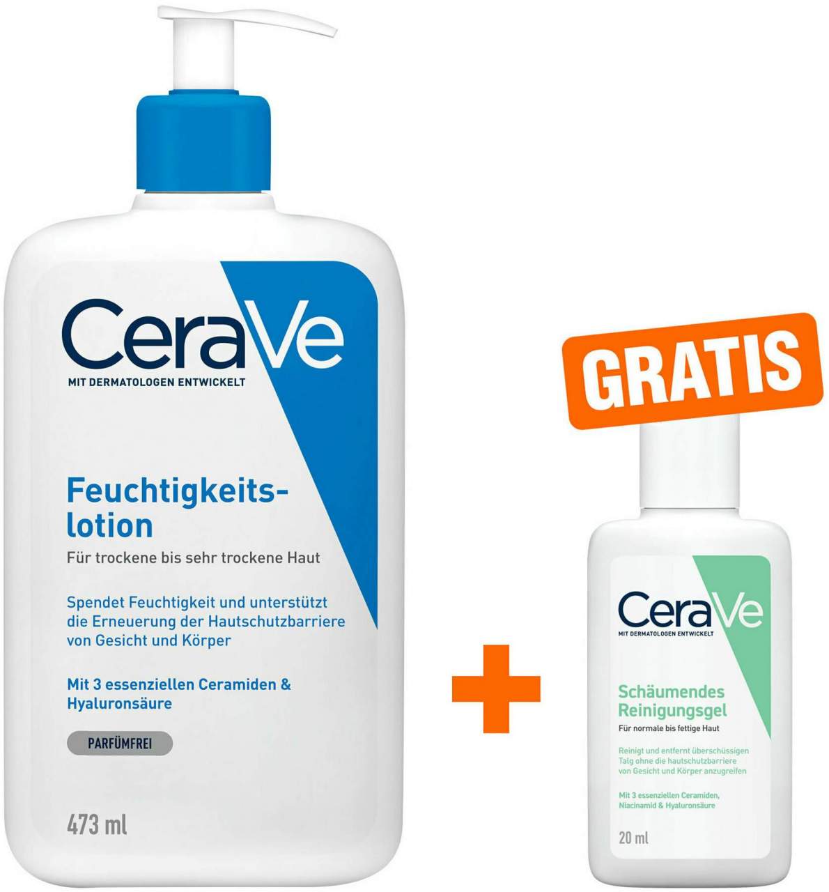 CeraVe Feuchtigkeitslotion 473 ml + gratis schäumendes Reinigungsgel 20 ml