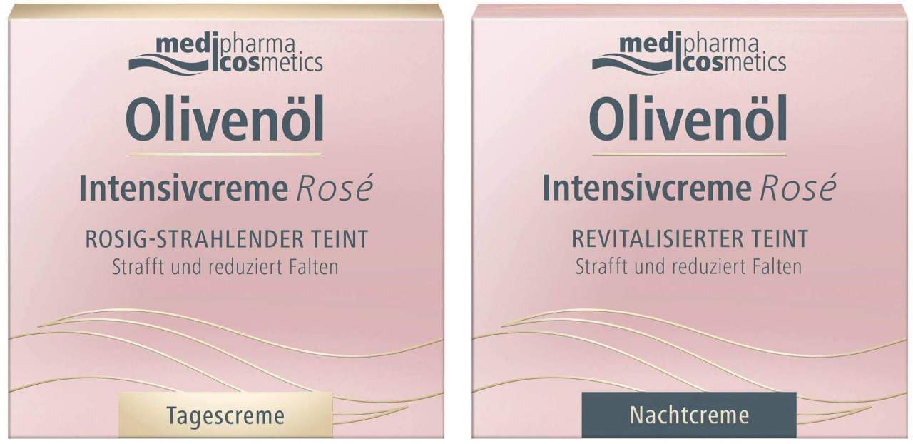 medipharma cosmetics Olivenöl Intensiv Rose Tagescreme 50 ml + Rose Nachtcreme 50 ml