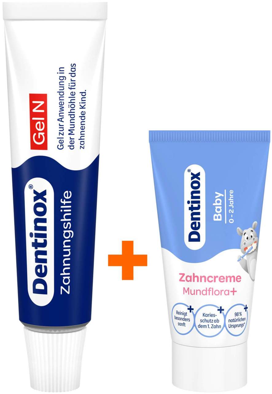 Dentinox Gel N Zahnungshilfe 10g + Dentinox Zahncreme Mundflora + Baby 30 ml