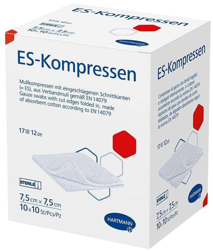 Es-Kompressen Steril 7,5 X 7,5 cm 10 X 10 Kompressen